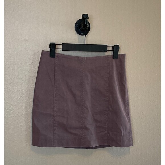 Free People Mauve Pencil Mini Skirt Size 4 Vegan Suede Leather Academia U3 - Picture 3 of 12